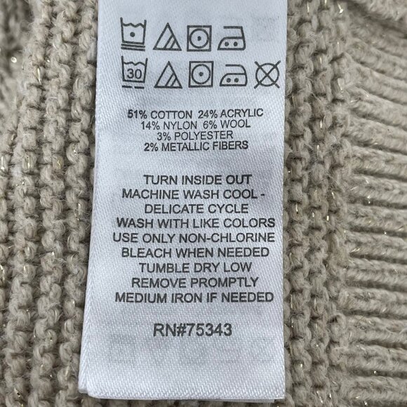 Tommy Bahama Cable Knit Asymmetric Hem Sweater Sz 7/8 Metallic Preppy Event - Picture 5 of 5